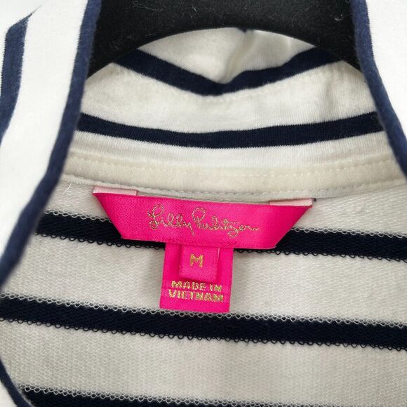 LILLY PULITZER White Navy Blue Striped Full Zip Nautical Jacket Size Medium - Picture 8 of 11